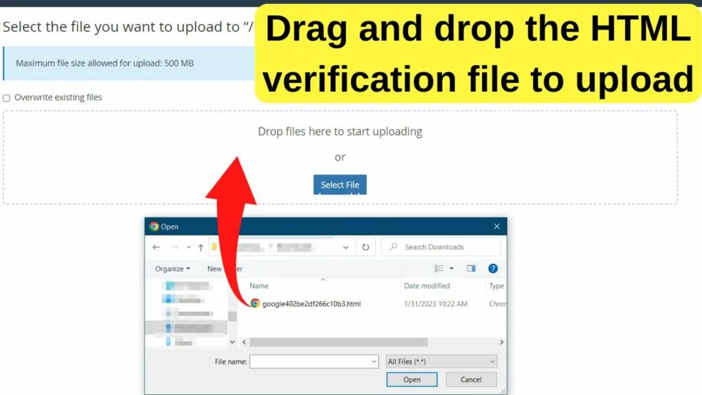 How to Upload HTML Verification File Method 1 Step 3