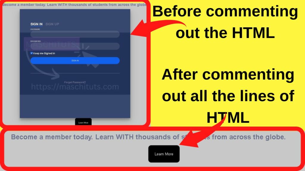 How to comment out multiple lines of HTML code - illustration