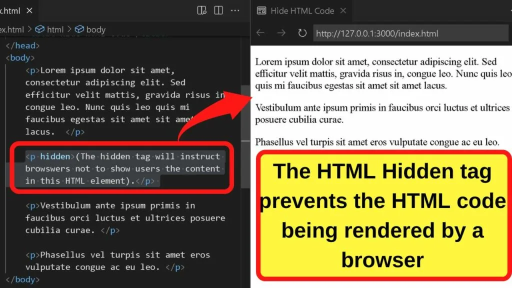 How To Hide Text In Html Code