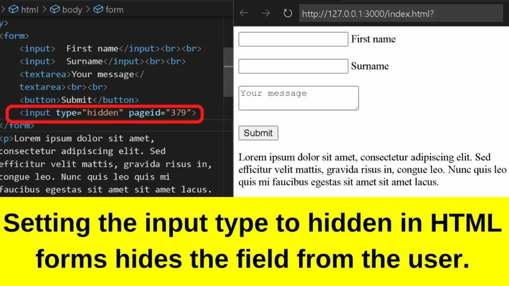 html form send hidden data