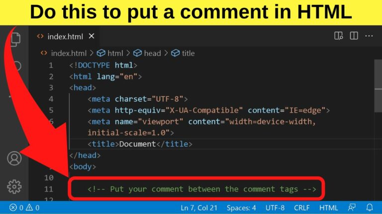 how to put comment in html file