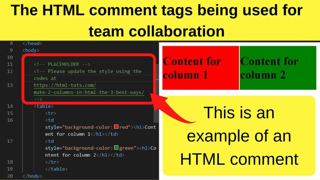 How to put a comment in HTML team collaboration illustration